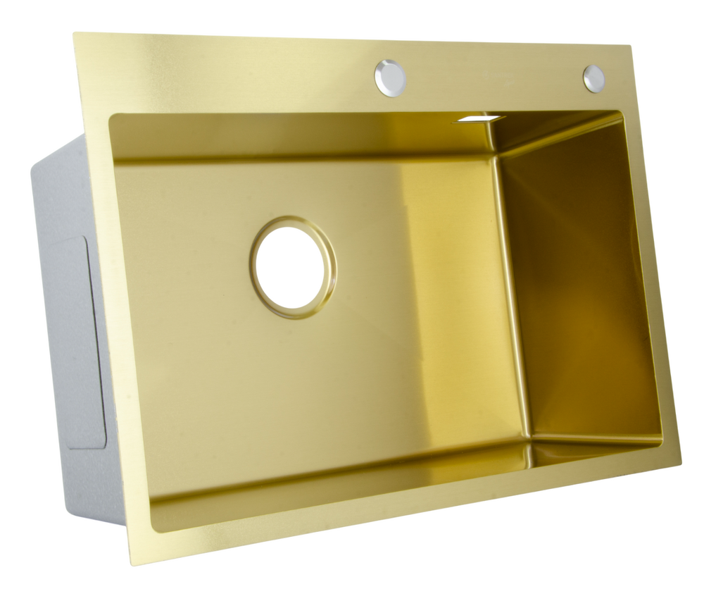 Мойка нерж врезная SANTREK AQUA PRO 700х480х220 т 3,0 ЗОЛОТО D7048HG (+ сифон + дозатор) + КОЛАНДЕР 420х220 В ПОДАРОК!!!