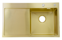 Мойка нерж врезная SANTREK AQUA PRO 780х480х220 т 3,0 ЗОЛОТО D7848HRG правая (+ сифон+дозатор) + КОЛАНДЕР 420х220 В ПОДАРОК!!!