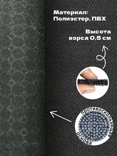 Коврик вырезной МЕЛАНЖ 60х120 серый с чёрным S