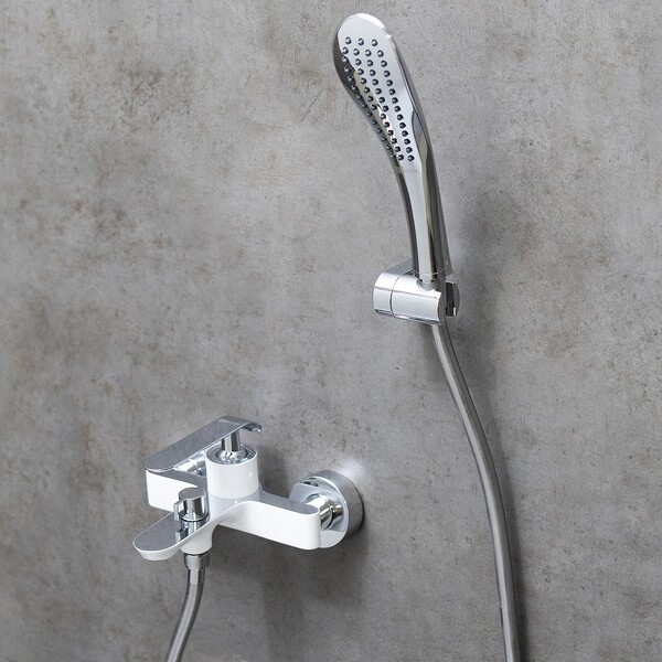 LM4934CW Melange Смеситель для ванны с коротким изливом, хром/белый LEMARK 