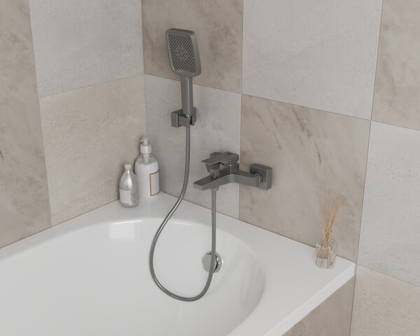 Смеситель для ванны с коротким изливом RUSH Thira (TR3635-44Grey) графит