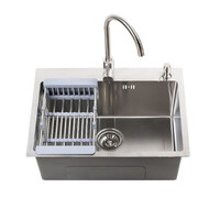 Мойка нерж врезная 600х450х220 т 3,0 САТИН D6045H 5 в 1(Смеситель, сифон, дозатор, коландер, крепеж) AISI 304 MLN