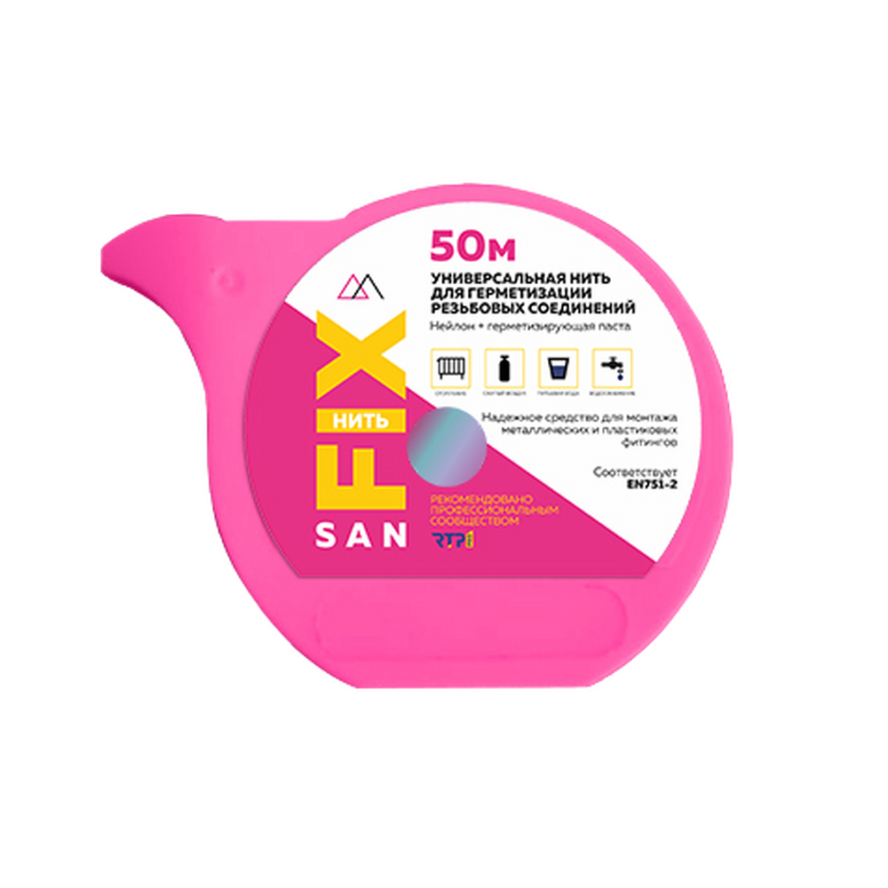 Нить универсальная для герметизации резьбовых соединений (нейлон+герметизирующая паста) 50, SANFIX