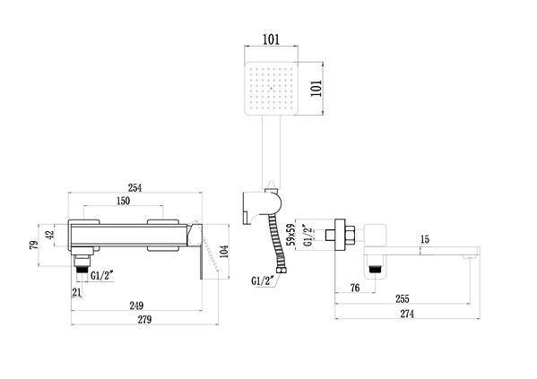 Смеситель для ванны Fmark FS8724-22Q