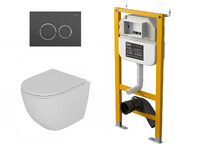  DS1391623 Комплект D&K Matrix  Унитаз DT1396516 (тор.) бел. +Клавиша смыва DB1529006, графит + Инсталляция DI8050127