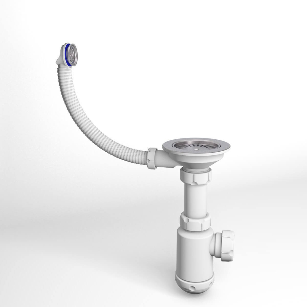 Сифон одинарный Санпласт GRAND 3 1/2" с круглым переливом (метал) 
