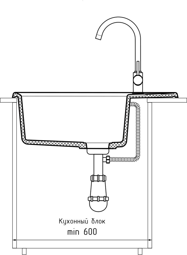Мойка для кухни GranFest Композит LEVEL 660L чаша+крыло 430*440 (LV-660L терракот)