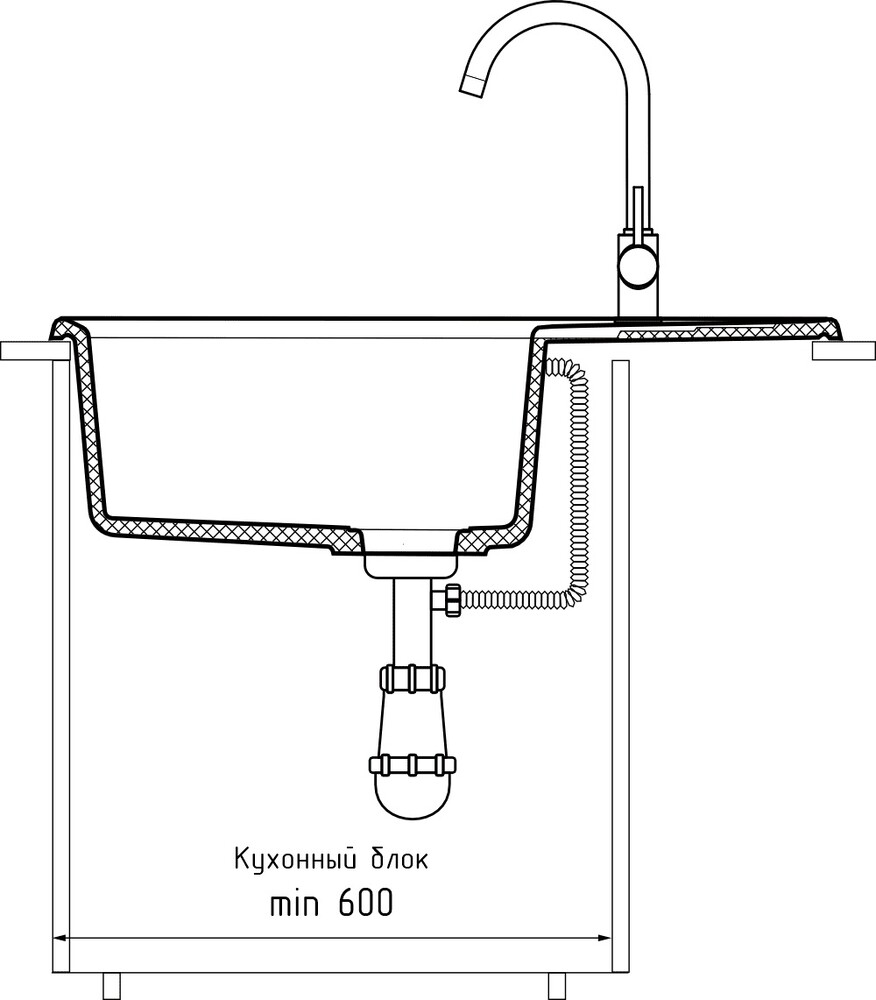 Мойка для кухни GranFest Композит LEVEL 760L чаша+крыло 450*440 (LV-760L терракот)
