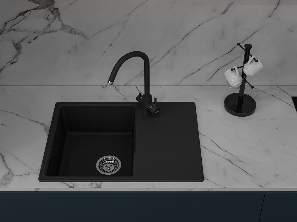 Мойка для кухни GranFest URBAN GF-URBAN 668L чаша+крыло (668L черный)