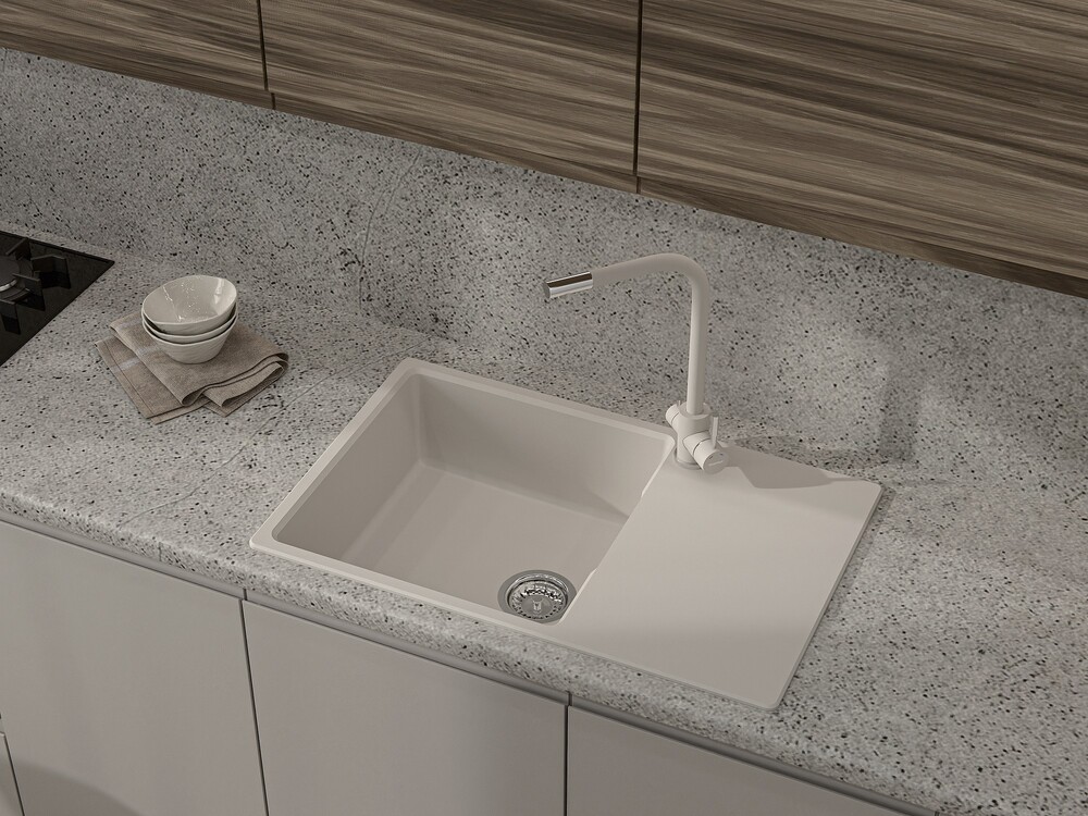 Мойка для кухни GranFest URBAN GF-URBAN 678L чаша+крыло (678L белый)