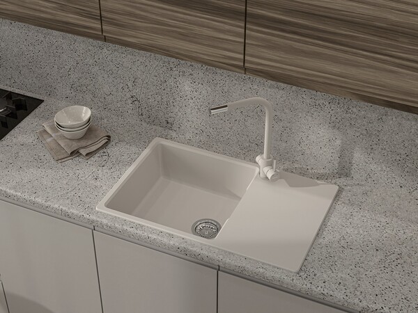 Мойка для кухни GranFest URBAN GF-URBAN 678L чаша+крыло (678L белый)