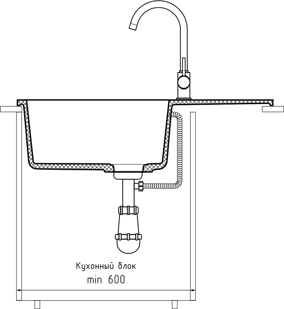 Мойка для кухни GranFest URBAN GF-URBAN 678L чаша+крыло (678L песочный)