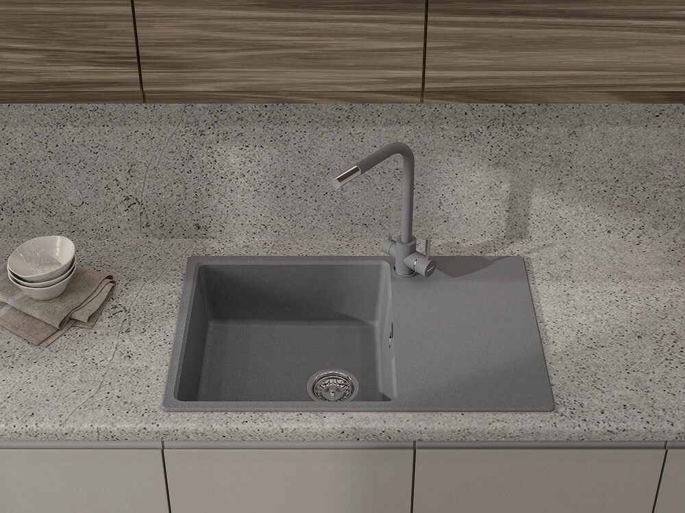 Мойка для кухни GranFest URBAN GF-URBAN 678L чаша+крыло (678L темно-серый)