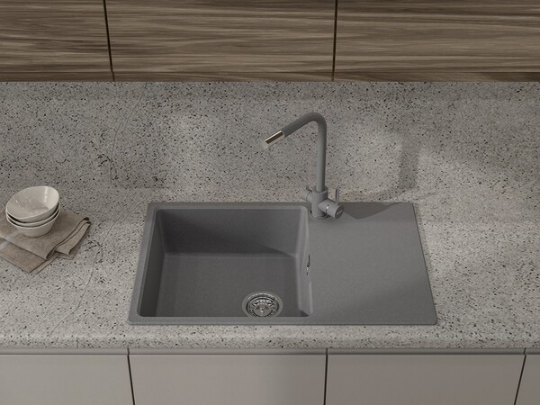 Мойка для кухни GranFest URBAN GF-URBAN 678L чаша+крыло (678L темно-серый)