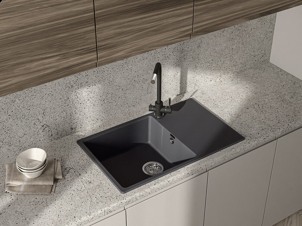 Мойка для кухни GranFest URBAN GF-URBAN 678L чаша+крыло (678L черный)