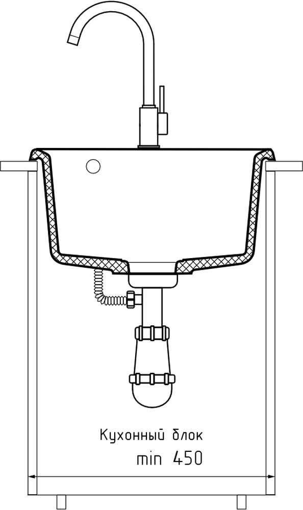 Мойка для кухни GranFest Композит LEVEL 420 чаша 370*370 (LV-420 песочный)