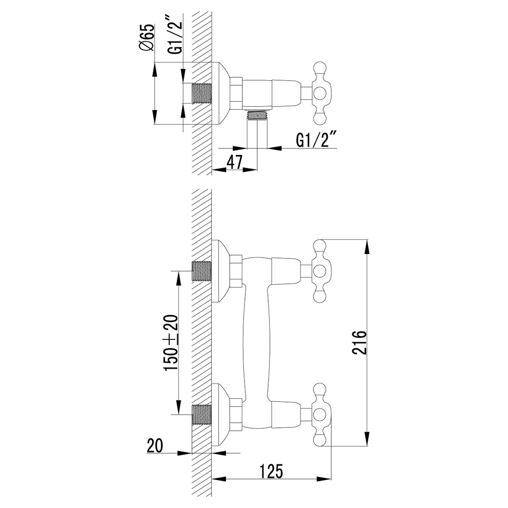 LM2803B Vintage Смеситель для душа, бронза LEMARK