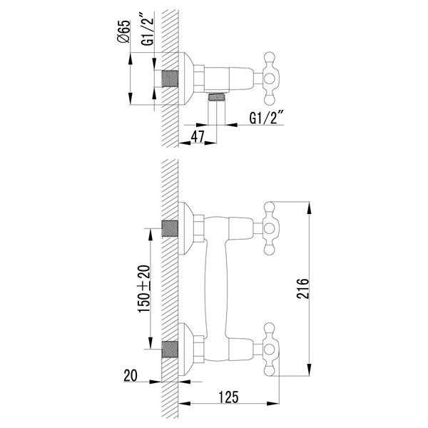 LM2803B Vintage Смеситель для душа, бронза LEMARK