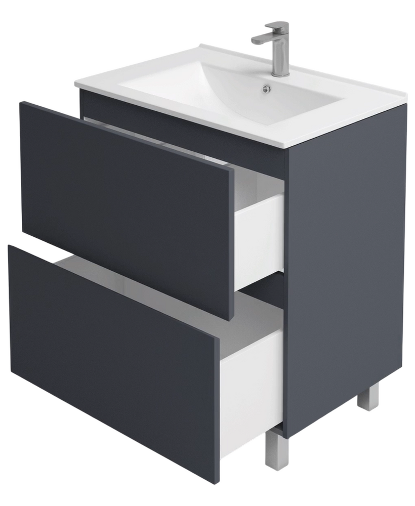 Подстолье Holler "Charm-70" (графит) 2 ящика под раковину "Holler E70" 705х800х450