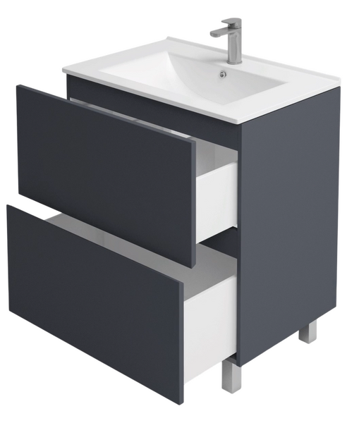 Подстолье Holler "Charm-70" (графит) 2 ящика под раковину "Holler E70" 705х800х450