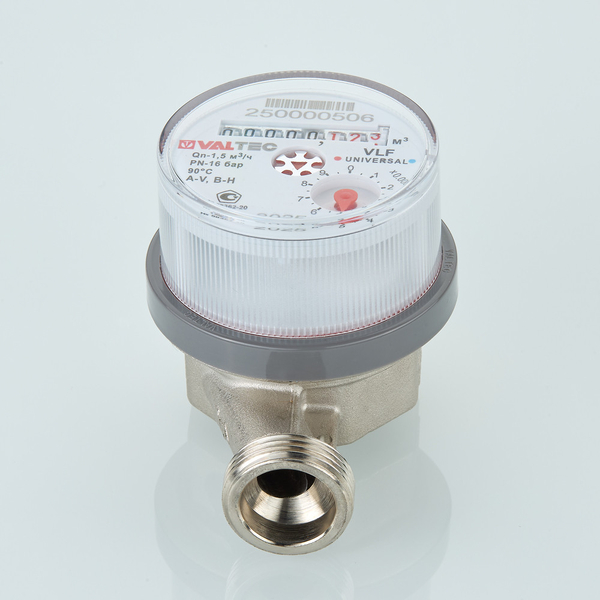 Водосчетчик унив., квартирный, БЕЗ СГОНОВ до +90^С, 1,5м3, 1/2", 110 мм VLF-15U-L.110