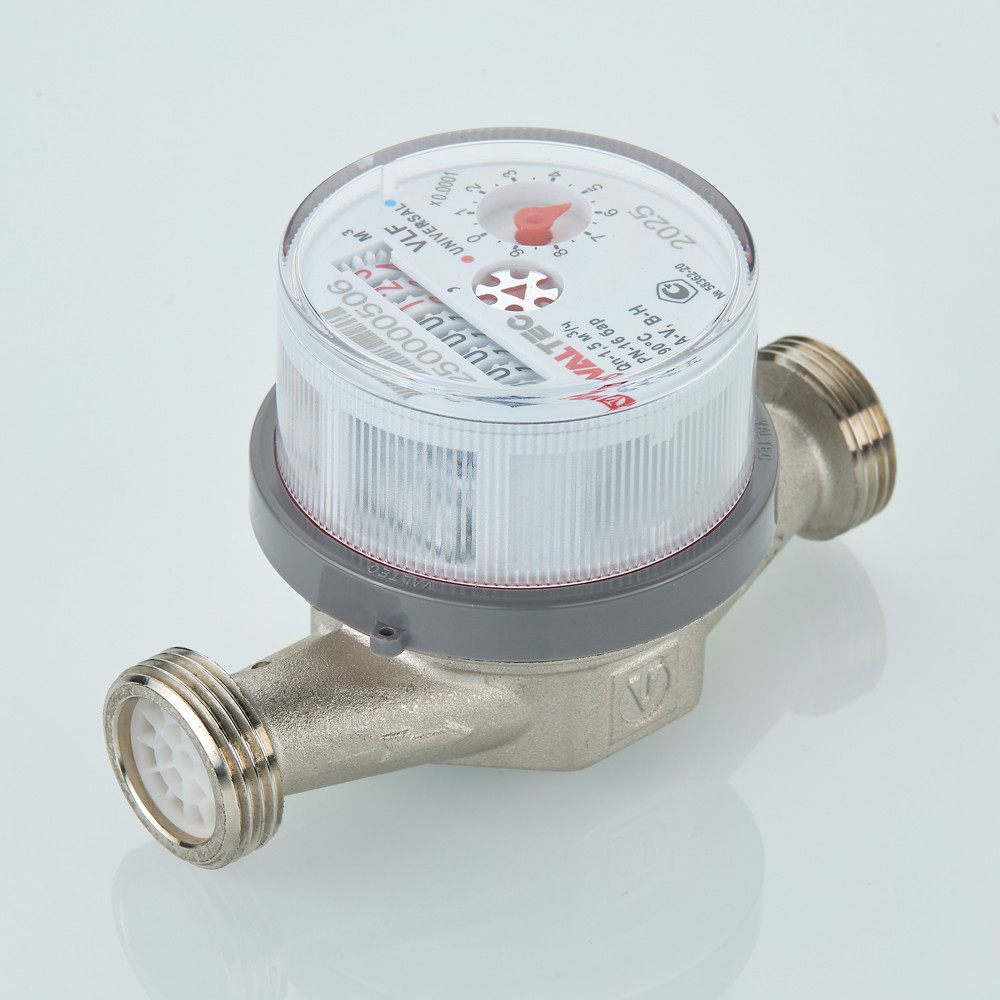 Водосчетчик унив., квартирный, БЕЗ СГОНОВ до +90^С, 1,5м3, 1/2", 110 мм VLF-15U-L.110