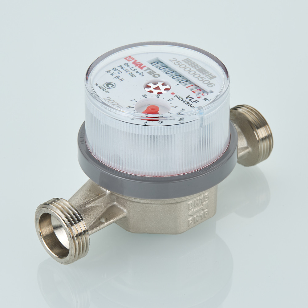 Водосчетчик унив., квартирный, БЕЗ СГОНОВ до +90^С, 1,5м3, 1/2", 110 мм VLF-15U-L.110