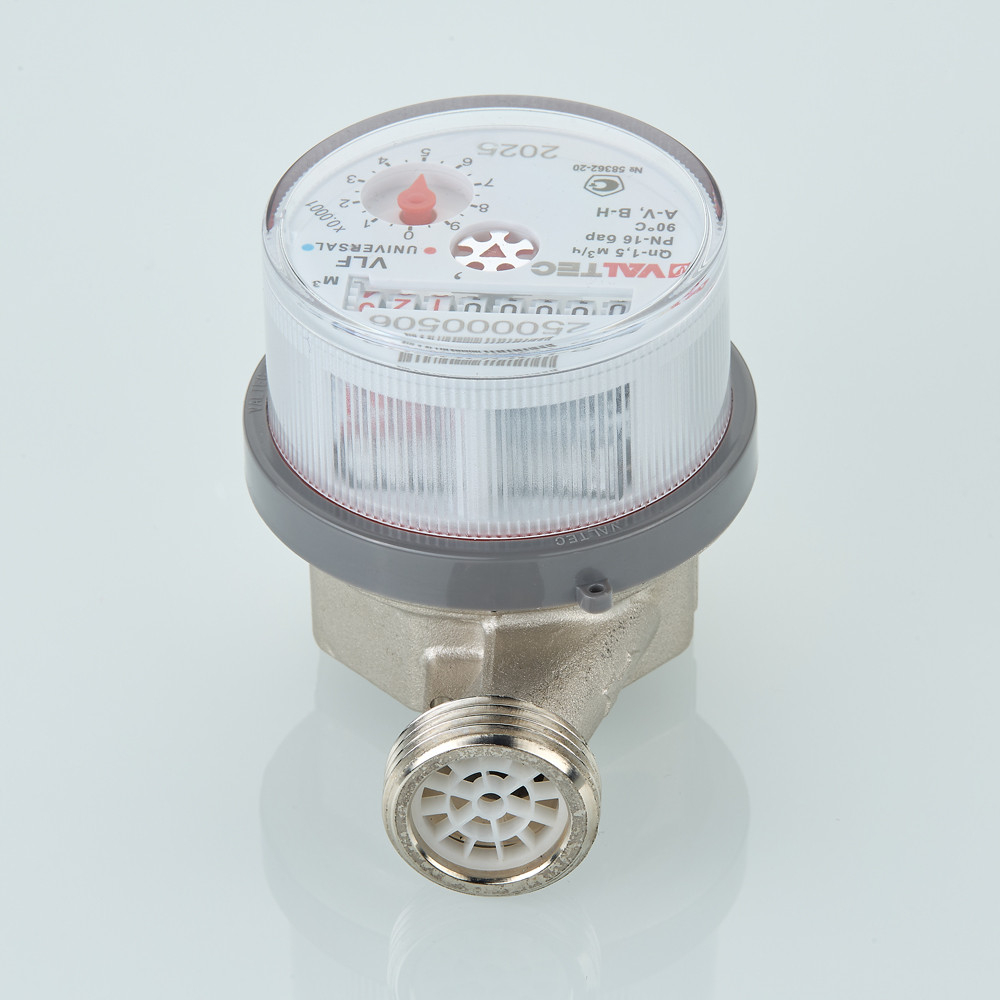 Водосчетчик унив., квартирный, БЕЗ СГОНОВ до +90^С, 1,5м3, 1/2", 110 мм VLF-15U-L.110