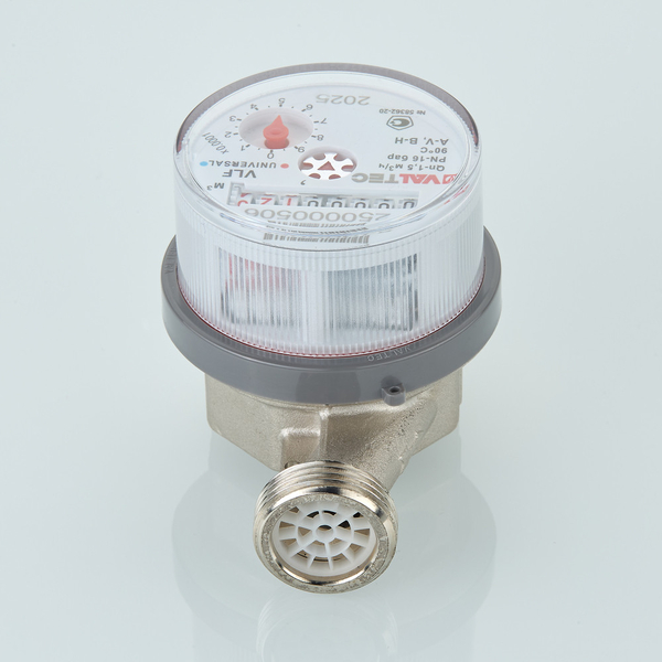 Водосчетчик унив., квартирный, БЕЗ СГОНОВ до +90^С, 1,5м3, 1/2", 110 мм VLF-15U-L.110