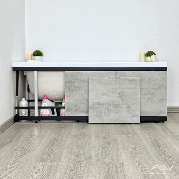 Экран под ванну 1,5м МДФ Rita Black Серый бетон Alavann