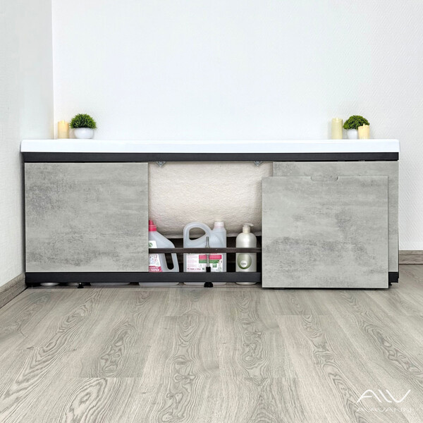 Экран под ванну 1,5м МДФ Rita Black Серый бетон Alavann