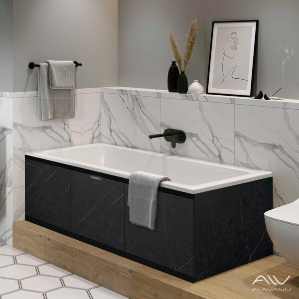 Экран под ванну 1,5м МДФ Rita Black Чёрный мрамор Alavann