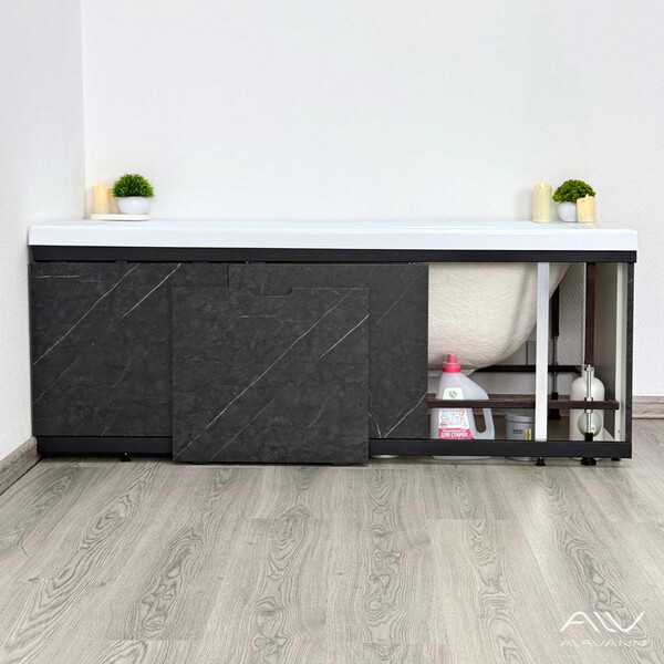 Экран под ванну 1,5м МДФ Rita Black Чёрный мрамор Alavann