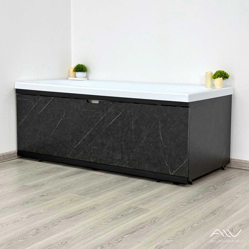 Экран под ванну 1,5м МДФ Rita Black Чёрный мрамор Alavann