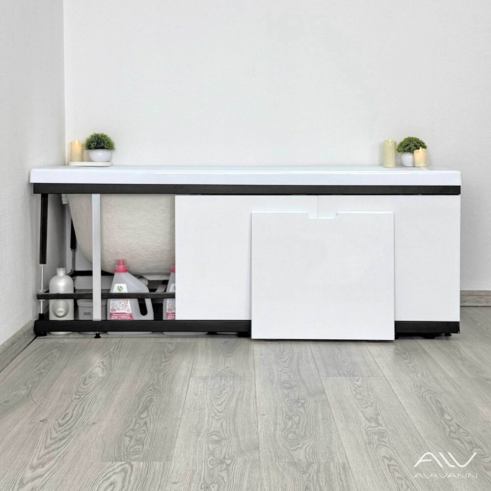 Экран под ванну 1,7 м МДФ Rita Black Белый Alavann