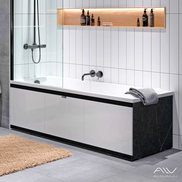 Экран под ванну 1,7 м МДФ Rita Black Белый Alavann