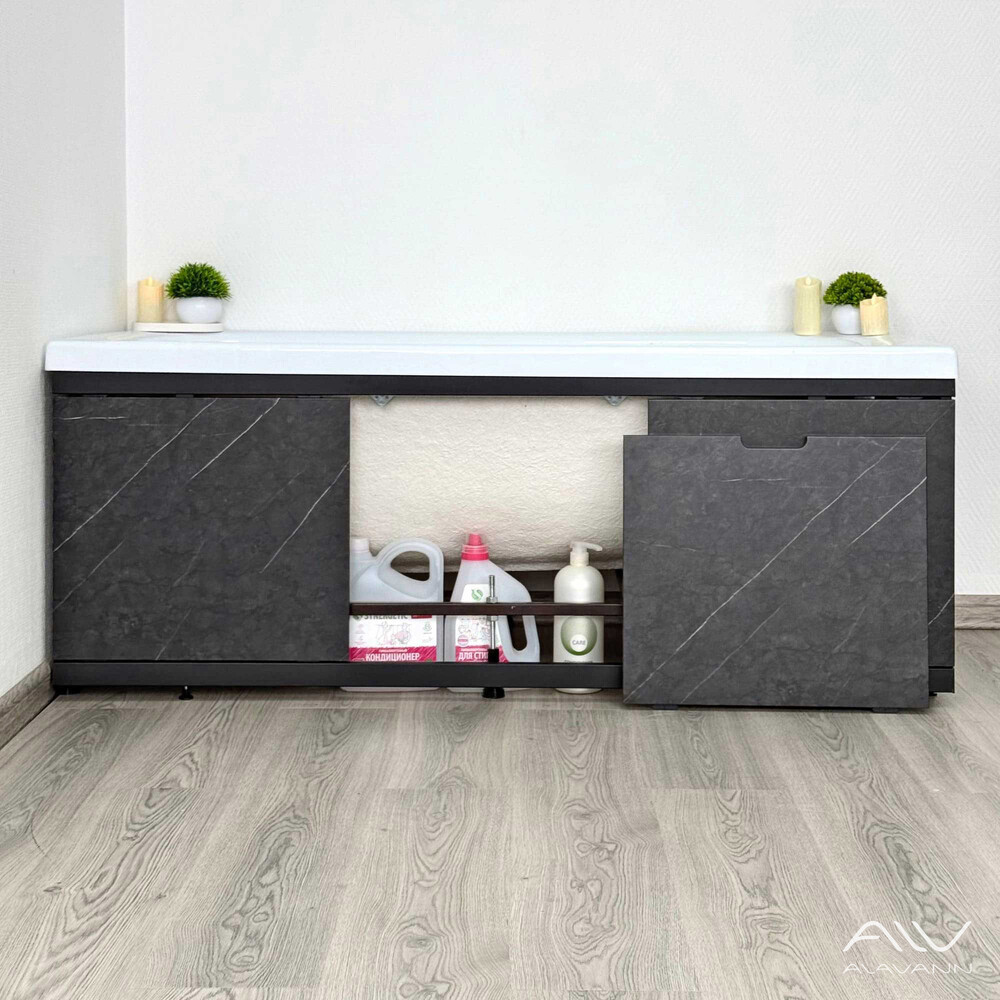 Экран под ванну 1,7м МДФ Rita Black Чёрный мрамор Alavann