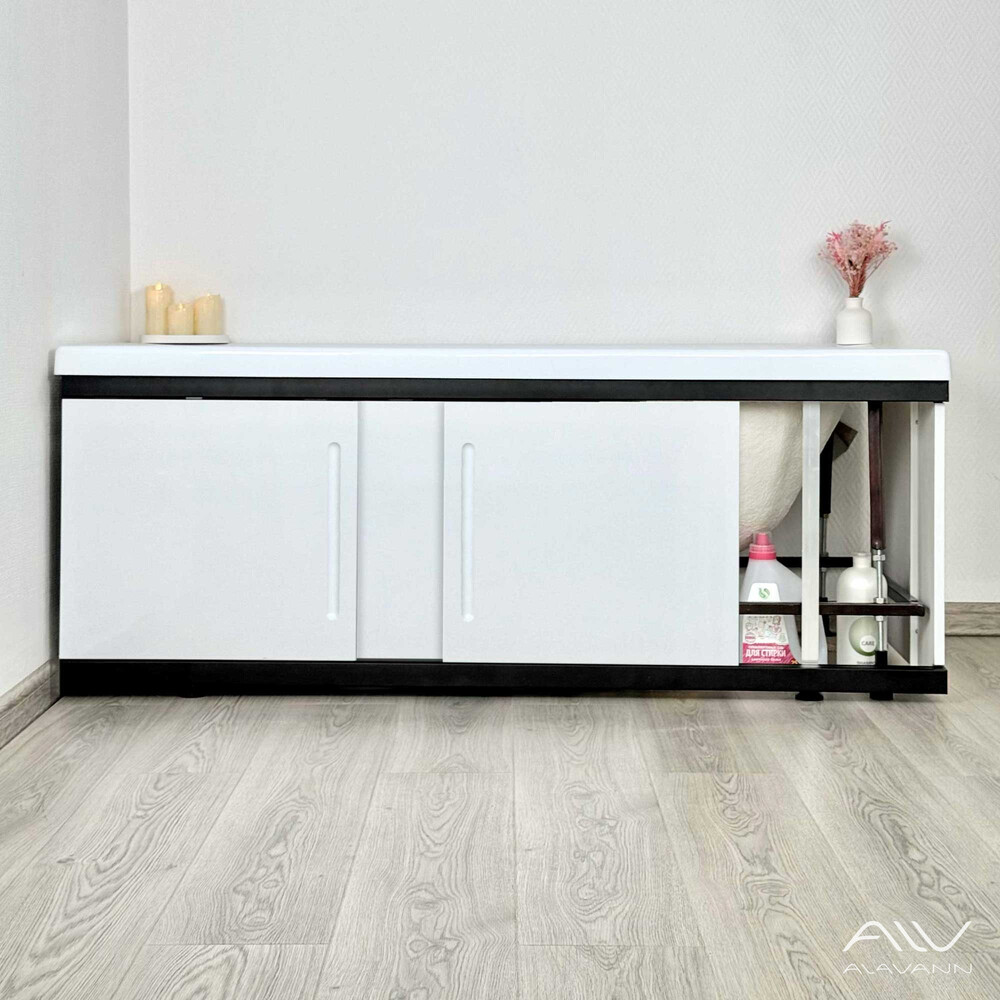 Экран под ванну 1,5м МДФ Alt Black Белый Alavann