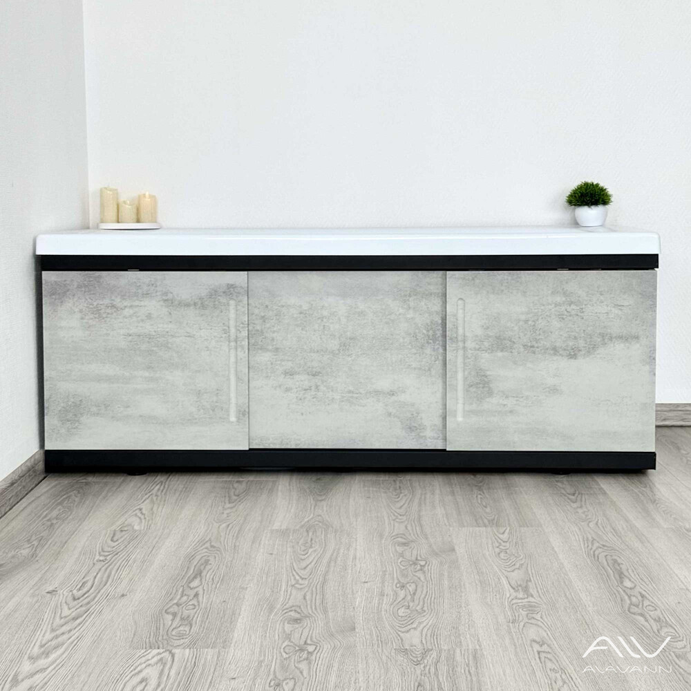 Экран под ванну 1,5м МДФ Alt Black Серый бетон Alavann