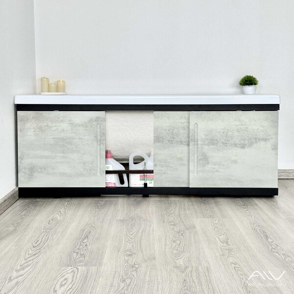 Экран под ванну 1,5м МДФ Alt Black Серый бетон Alavann