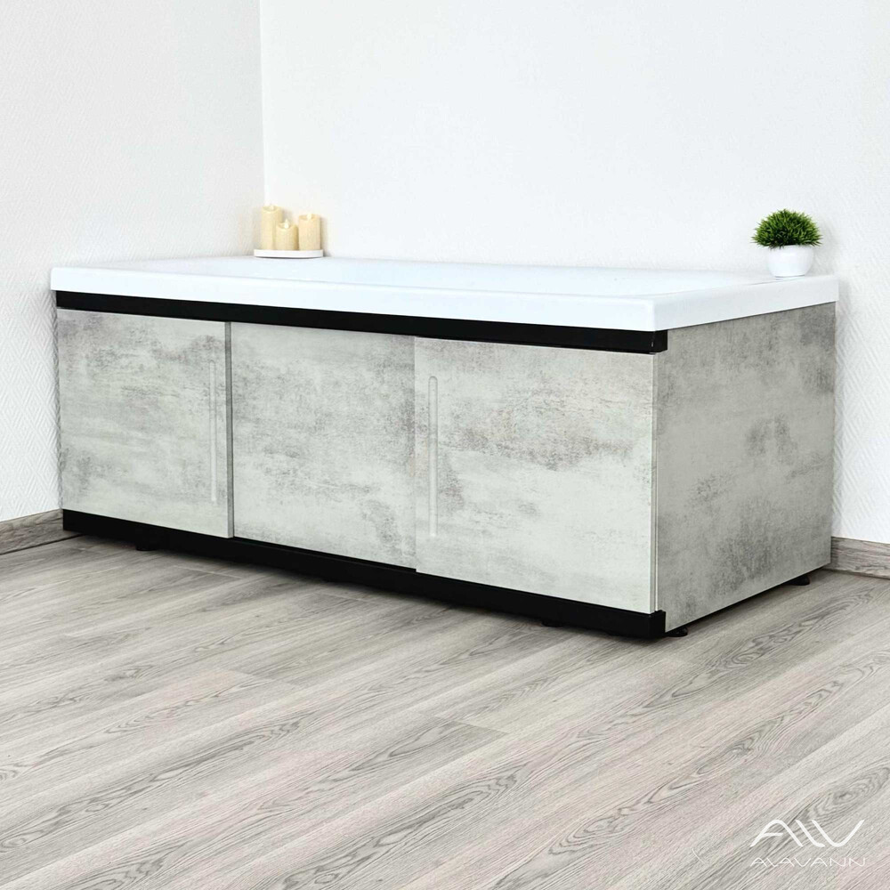 Экран под ванну 1,5м МДФ Alt Black Серый бетон Alavann