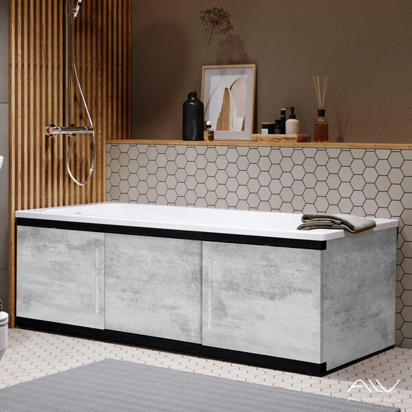 Экран под ванну 1,7м МДФ Alt Black Серый бетон Alavann