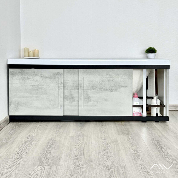 Экран под ванну 1,7м МДФ Alt Black Серый бетон Alavann