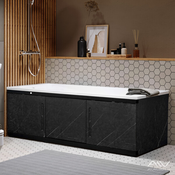 Экран под ванну 1,7м МДФ Alt Black Чёрный мрамор Alavann