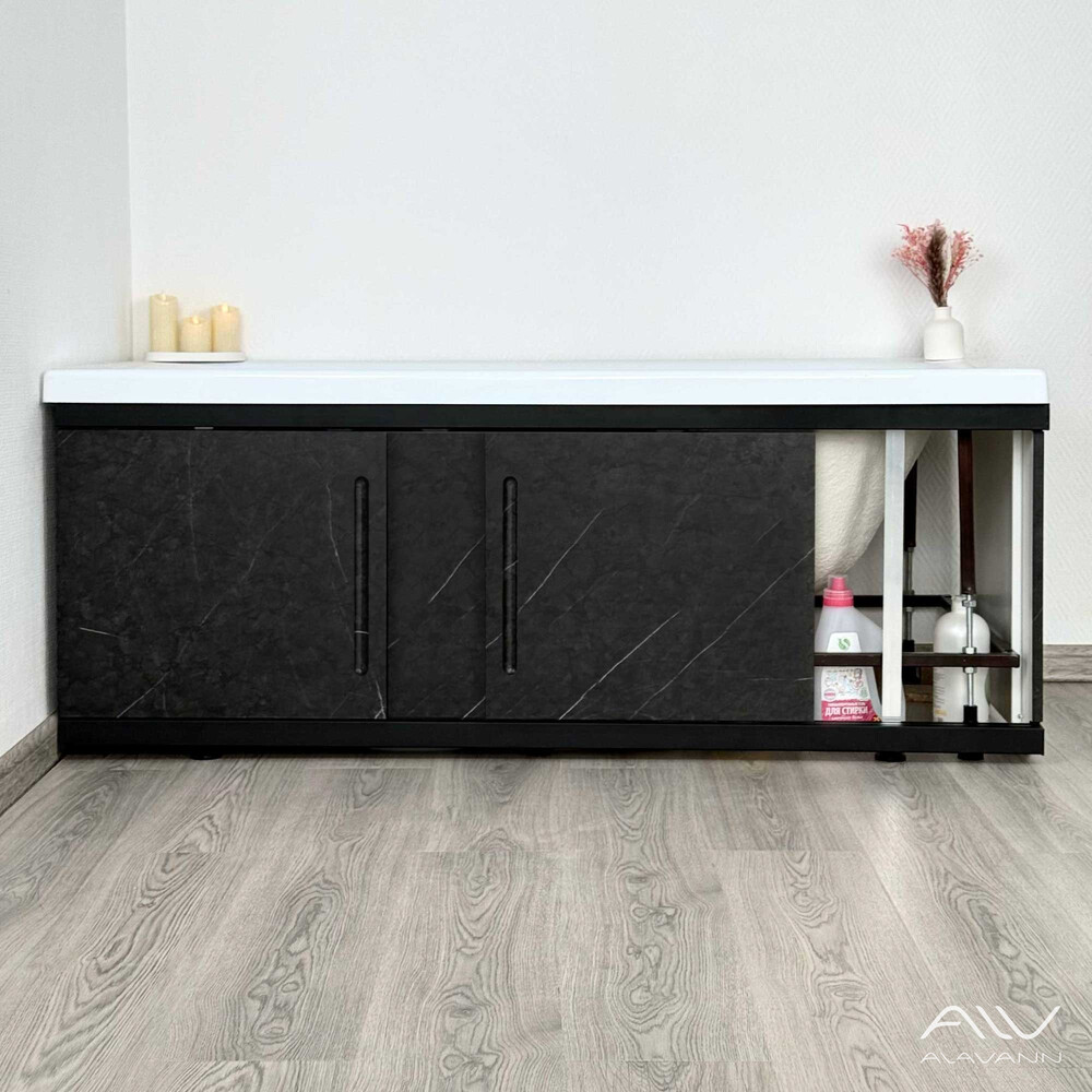 Экран под ванну 1,7м МДФ Alt Black Чёрный мрамор Alavann