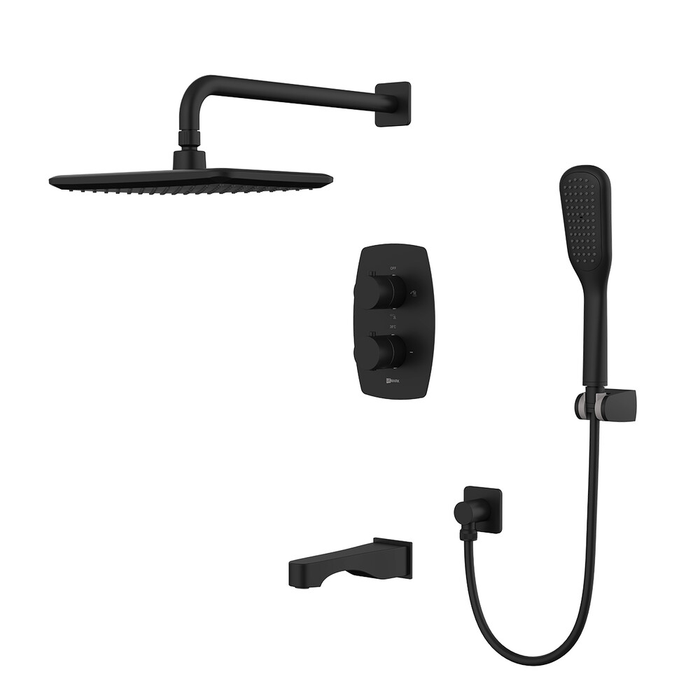 LM7242BL Ursus Смеситель термостатический для ванны и душа, встраиваемый, с доп. 1-ф. лейкой, черный LEMARK