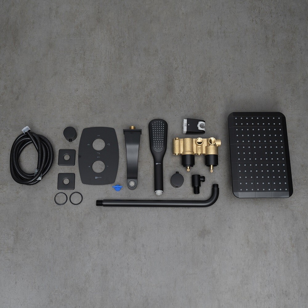 LM7242BL Ursus Смеситель термостатический для ванны и душа, встраиваемый, с доп. 1-ф. лейкой, черный LEMARK