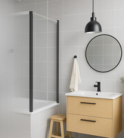 Боковая часть для шторы Slim SANTREK AQUA SP-700-C-Matt Black 700*1400 стекло Прозр 5мм, профиль Черный