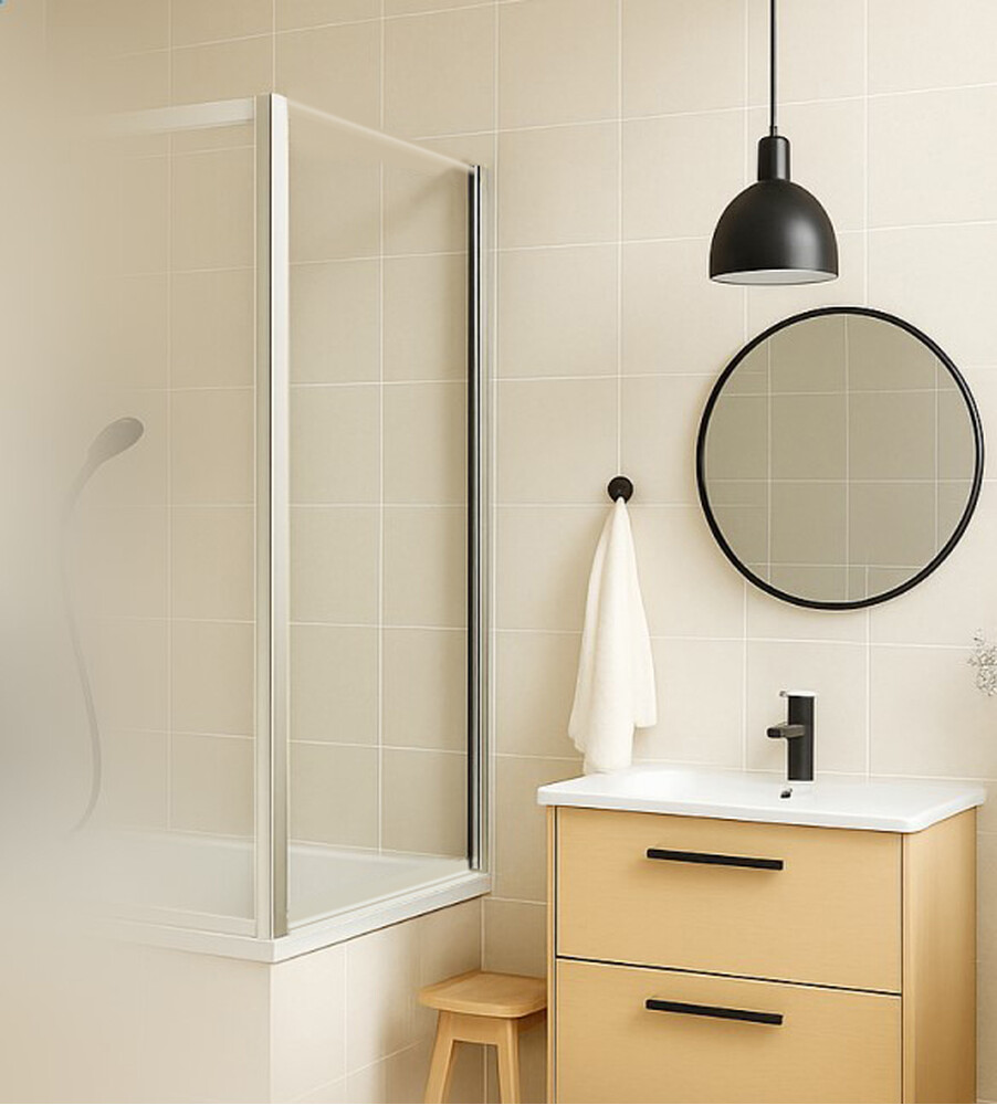 Боковая часть для шторы Slim SANTREK AQUA SP-700-C-Chrome 700*1400 стекло Прозр 5мм, профиль Хром