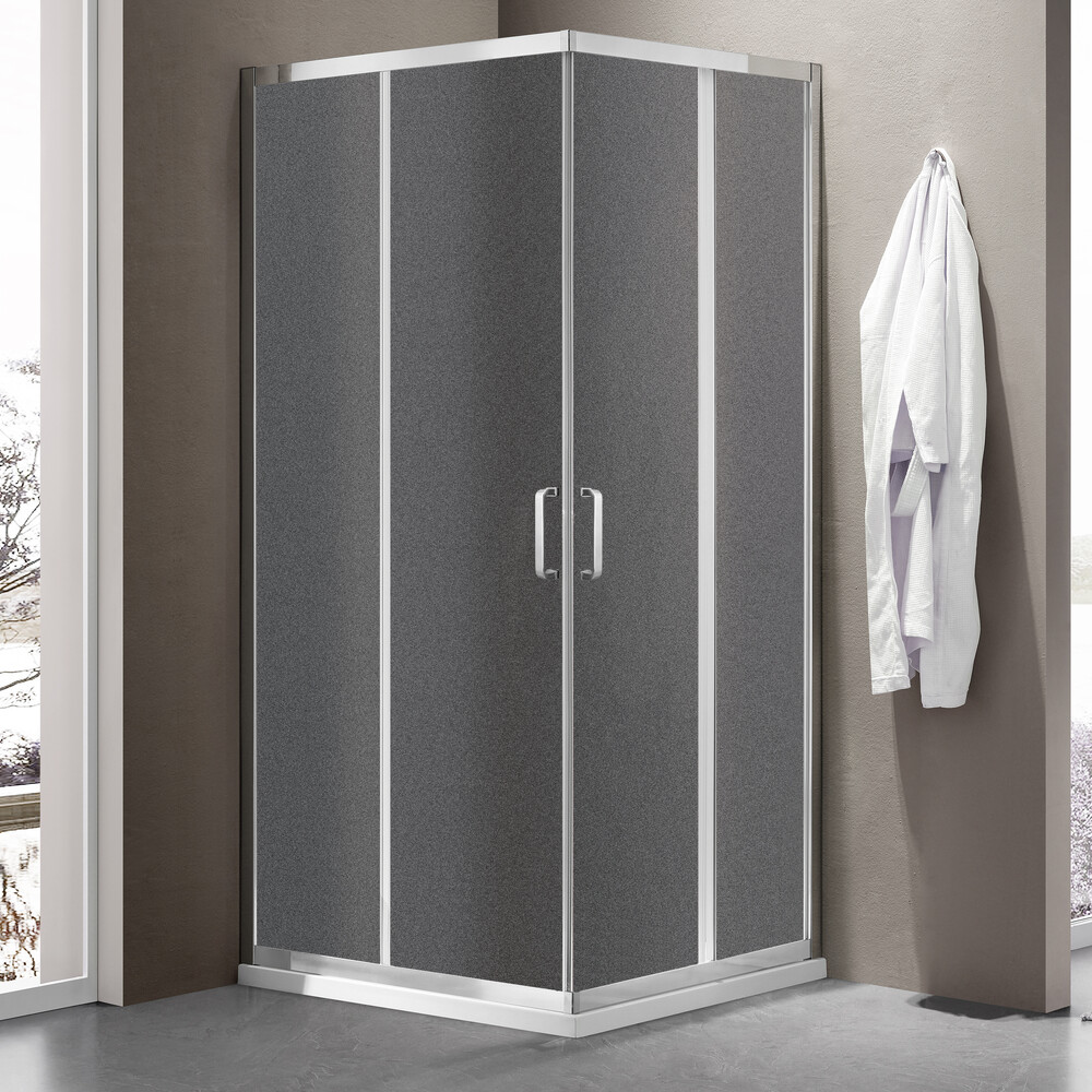 Душевое ограждение SANTREK AQUA Iris-CR-1000*900-G-Chrome 1000*900*1850 Г-обр. стекло Грейп 6мм, профиль Хром 